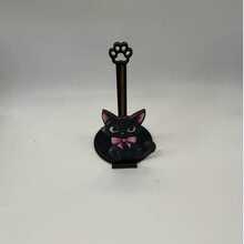 Creative Bow Black Cat Vertical Kitchen Paper Towel Holder, Cartoon Cat Desktop Roll Paper Storage Rack, Countertop Kitchen Paper Towel Holder, Cute Home Decor - Multicolor - View 4