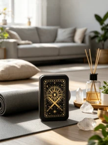 Multicolor Square Mini Tarot Deck Storage Box With Small Mesh Pouch. Multifunctional Jewelry Box. For Storing Tarot Cards, Playing Cards, Stud Earrings, And Rings. Travel, Camping, Work. Ideal Gifts For Christmas, Thanksgiving, Halloween, New Year - Multicolor - View 5
