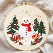 1PC 20*20cm/7.9*7.9in,Christmas Party Embroidery Kit, DIY Handmade Embroidery Set For Adult Beginners, Home Gift, Women's Sewing Gift, Including User Manual, Printed Pattern Fabric, Embroidery Frame, Needle And Thread. - 20x20cm/7.9x7.9in - View 8
