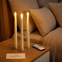 Set Of 12 Remote-Controlled White LED Taper Candles (11 Inches) - Suitable For Christmas, Weddings, And Home Decor; Battery-Operated (Requires 2 AAA Batteries, Not Included) - Realistic Flickering Flame, Warm White Light - Multicolor - View 8