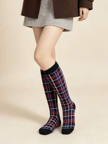 1/3 Pairs Maillard Japanese Retro Colorful Plaid Versatile Comfortable Preppy Style Calf Socks - Multicolor - View 13