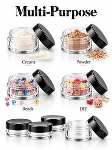 50/5 Packs 5g Empty Cosmetic Sample Jars, Transparent Plastic With Lid Containers, Suitable For Face Cream, Lotion, Beads, Eyeshadow And Rhinestones, Portable Travel Storage Jars - Black - View 8