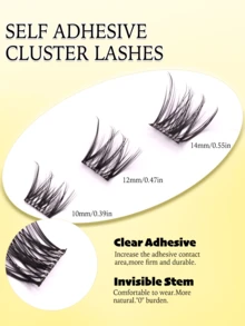 Neweye 24Clusters Natural Press On Lashes Wear No Glue Needed Eyelash Manga Lash Clusters Pre Glued Lash Wispy Lashes Extensions With Invisible Band 3D D Curly Cluster Eyelash Extensions 10-14mm DIY Individual Lashes Makeup Tools For Travel - D - View 4