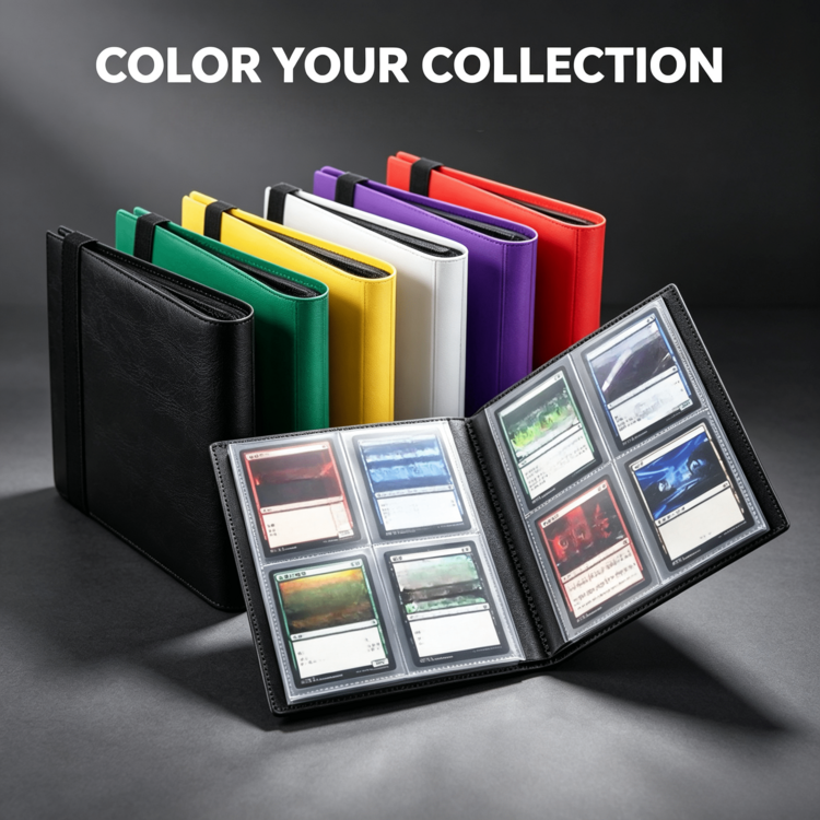 4-Pocket Card Collection Album 2x2, Thick Non-Stick Anti-Bend Pages, Dust-Proof And Moisture-Proof, 4-Color Elastic Bands For Easy Classification, Can Store Up To 160 Sleeved Cards, Tournament-Grade Storage Box With Display Function, Perfect Gift For MTG/TCG/ - Multicolor - View 10