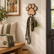 1Pc Dog Paw Wooden Leash Holder, Wall Mounted Pet Lead Hook, Decorative Hanging Hanger For Dog Collar, Leash, Keys, Hats, Coats, Entryway Mudroom Hallway Organizer, Rustic Farmhouse Wood Pet Supplies, Cute Gift For Dog Mom Dad, Home Decor - View 6