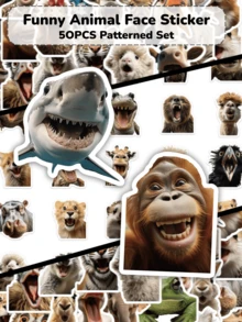 50pcs Funny Animal Face Stickers, Cute Realistic Design, Suitable For Skateboard, Phone Case, Laptop, Refrigerator, Luggage, Bedroom Door, Tablet, Diary, Etc., Perfect For DIY Decoration, Learning Reward, Birthday Gift - Multicolor - View 9