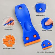 1PC Plastic Scraper Set With 10/20/30/50pcs Replacement Plastic Blades, Multi-Purpose Sticker & Label Remover Tool With Non-Slip Handle, Adhesive Cleaning Scraper For Windows, Floors, Stoves, Car Glass & Home Use - Multicolor - View 10