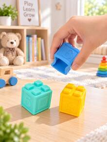 Soft Large Particle Rubber Building Blocks Stacking Toy, Baby Teething Chewing Toy, Human-Shaped Sensory Toy, Children's Toy, Christmas Gift - Multicolor - View 9