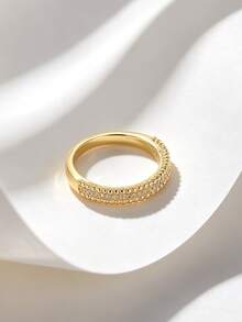 Charm-In Women's Gold Plated Cubic Zirconia Jewelry Ring | Wedding/Date Fashion Sparkling Accessory Perfect Proposal/Anniversary Gift - Gold - View 3