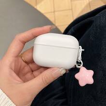 Matte White Earphone Case With Cute Star Pendant, Compatible With Apple Pro/Pro 2/Pro 3, New Bluetooth Earphones 5th Gen/4th Gen/3rd Gen/1st Gen/2nd Gen, Women's Minimalist Style, Soft Silicone Anti-Drop Comfortable Grip, Suitable For Work Commute/Date, Highly Attractive Gift For Best Friend - White - View 16