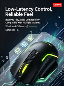 Lenovo M603 Wired Gaming Mouse, RGB Breathing Light Effect, USB Wired Mouse For Desktop/Laptop, Gaming, Office, Home Use, Black - View 7