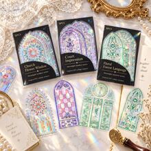 Moonlight Window Series PET 3D Holographic Sticker Pack, Vintage Window Ice Crystal Scrapbooking Material Stickers, DIY Decorative Stickers - Multicolor - View 4