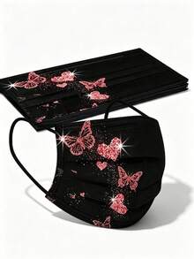 11pcs Women's Butterfly Print Face Masks - Fashionable & , Disposable Design; Available In 2/11pcs, Comfortable & Breathable; Suitable For Daily Outings, Trips, Commuting, School, Photography And As Fashion Accessories. - Multicolor - View 9