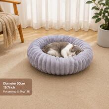 Luxury Faux Rabbit Fur Round Donut Pet Bed, Dog Bed, Cat Bed, Soft Fluffy Comforting Pet Bed, Thickened Rim Warm Pet Sleeping Bed, Suitable For Small And Medium Pets - Multicolor - View 11