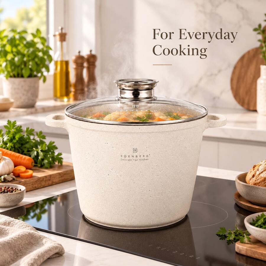 Speckled Coating Stock Pot With Glass Lid For Home Kitchen, Large Meal Prep, Random Color - View 1