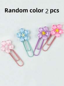 6/12pcs Exquisite Cherry Blossom Paper Clips, 2 Sizes Available, Dopamine Color Palette, Attractive And Practical Design, Creative Product, Suitable For Storage, Organization, Documents - Multi-color - View 10