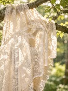 HHMC 1pc Apricot Lace Fabric, Suitable For Dresses, Clothing And Handmade Accessories; Hollow Embroidery Mesh; Soft Material; DIY Sewing Fabric; 150cm Wide - Multicolor - View 3
