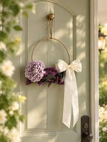 1pc Wreath For Front Door Flower Hanging Ornament For Front Door Bedroom Living Room Entryway Office Wedding Party Home Decor - Garland-h - View 1