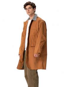 Timberland Jaket Windbreaker Kasual Pria Model Baru untuk Aktivitas Luar Ruangan, Kerah Lipat, Panjang Sedang - Mocha Brown - View 1