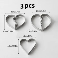 Creative Heart Puzzle Shaped Cookie Cutter 430 Stainless Steel Cookie Baking Cutter Heart Double Puzzle Fondant Stamp Mold, Suitable For Romantic Valentine's Day And Party Themes, Baking, Cheese, Cookies, Fruit, Sandwiches - Rust-Proof Metal Pastry Tool - View 5
