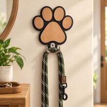 1Pc Dog Paw Wooden Leash Holder, Wall Mounted Pet Lead Hook, Decorative Hanging Hanger For Dog Collar, Leash, Keys, Hats, Coats, Entryway Mudroom Hallway Organizer, Rustic Farmhouse Wood Pet Supplies, Cute Gift For Dog Mom Dad, Home Decor - View 4