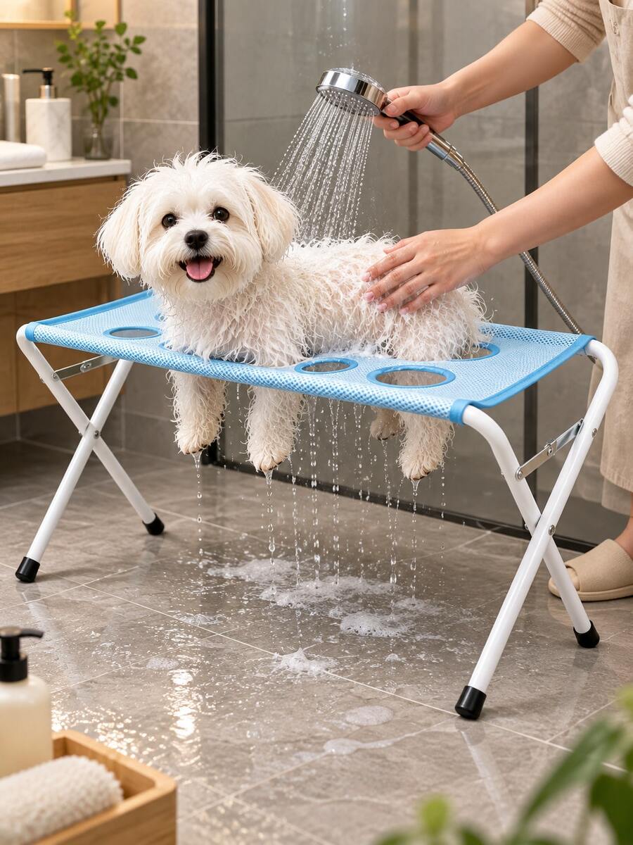 Foldable Pet Grooming Hammock Stand (Includes Fixing Straps), Breathable Dog & Cat Bathing Rack, Nail Trimming Restraint Frame, Suitable For Small To Medium Pets At Home And Pet Grooming Shops - One Size (1pc) - View 1