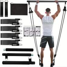 Bộ 8 món thanh tập Pilates kèm 4 dây kháng lực (140 Lbs), bộ thiết bị tập gym tại nhà di động với dây đeo cổ chân và ba lô dây rút, phù hợp cho nam và nữ tập thể dục - Nhiều màu - Xem 9