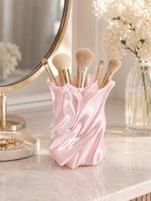 1pc Twisted Makeup Brush Holder, Cosmetic Storage Cup, Vanity Organizer Rack, Lipstick Holder, Makeup Tool Storage Box, Desktop Organizer, Bathroom Countertop Storage, Bedroom Decor, Aesthetic Vanity Decor, Gift, Student Desk Accessory, Wedding Halloween - Multicolor - View 10