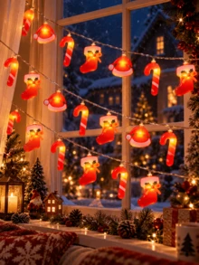 20LED Christmas Elements String Lights, THats, Sock Sandcandy, Powered By Battery, Suitable For Christmas Winter Party, Indoor & Outdoor Decor, Bedroom, Dining Table, Yard, Garden, Balcony, Porch, Living Room - Christmas - View 4