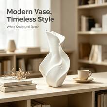 1PC Minimalist Nordic Style Christmas Gift Sculpture-Like Twisted Texture Vase, Modern Asymmetrical Curved Decorative Vase, Living Room Bedroom Home Desktop Centerpiece Decor - Multi-color - View 2
