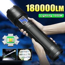1pc Powerful LED Flashlight Ultra Bright Torch Rechargeable Tactical Flashlight Aluminum Alloy, 5 Adjustable Light Modes, Type-C Charge And Discharge With Power Output, For Hunting, Cycling, Camping, Hiking, Fishing - Black - View 2
