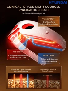 HYUNDAI Red And Blue Light Eye Massager For Eye Bags, Wrinkles, And Dark Circles, Large Array Lamp, Eye-Specific Massage Beauty Device [Eye Care]Super Photonic Eye Mask HD-2342-1WH - View 3