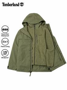 Timberland Jaket Softshell Fleece Hangat 3-in-1 untuk Pria, Cocok untuk Aktivitas Luar Ruangan, Mendaki, dan Panjat Tebing / Lapisan Dalam Fleece - Hijau Tentara - View 4
