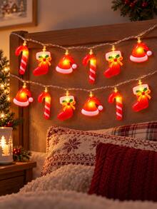 20LED Christmas Elements String Lights, THats, Sock Sandcandy, Powered By Battery, Suitable For Christmas Winter Party, Indoor & Outdoor Decor, Bedroom, Dining Table, Yard, Garden, Balcony, Porch, Living Room - Christmas - View 6