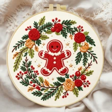 1PC 20*20cm/7.9*7.9in,Christmas Presents Embroidery Kit, DIY Handmade Embroidery Set For Adult Beginners, Home Gift, Women's Sewing Gift, Including User Manual, Printed Pattern Fabric, Embroidery Frame, Needle And Thread. - 20x20cm/7.9x7.9in - View 13
