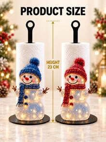 Christmas Decor Kitchen Paper Towel Holder (2D Flat, No Power, No Light) - Desktop Paper Towel Rack With Display And Storage Function, Cute Christmas Snowman Design, Suitable For Kitchen, Bathroom, Living Room And Dining Room, Decorative Ornament To Create A Warm Christmas Atmosphere - Multicolor - View 5