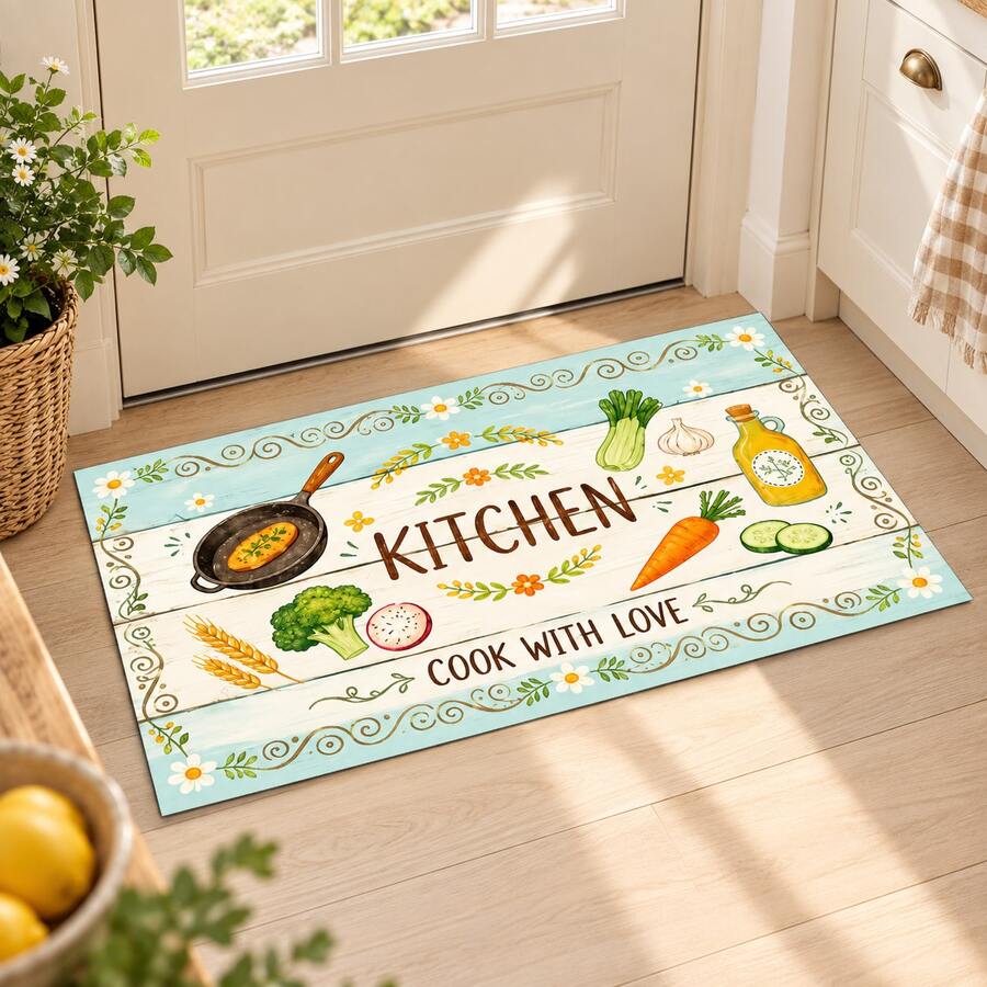 Printed Long Runner Rug, Indoor Home Decor, Kitchen Runner, Entryway Doormat, Hallway Entrance Decor, Bedroom Bedside Rug, Living Room Rug, Laundry Room Rug, Bathroom Mat, Suitable For Apartment, Dorm And Home Daily Decor - Multicolor - View 1