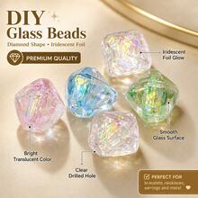 2pcs 13*12mm 2mm Hole Diameter Rhombus Colored Glass Beads, Perforated Beads For Handmade DIY Jewelry Making Loose Beads - Diamond-shaped Colorful Glazed Beads - View 8