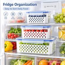 Large Capacity Fruit Storage Box With Removable Strainer Basket, Refrigerator Food Storage Container, Dishwasher , Extends Freshness Of Berries, Fruits And Vegetables - View 2