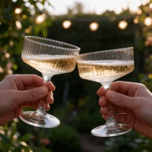 Ribbed Vintage Decorative Martini Glasses, Champagne And Cocktail Cups | 1/2/4/6/12pcs Set | 8oz Rippled Glass Indoor And Outdoor Gift - Transparent - View 4