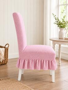 1/4 buah Sarung Kursi Belakang Tinggi Jacquard Warna Polos, Minimalis Modern, Poliester Tebal Elastisitas Tinggi, Pelindung Kursi Universal untuk Semua Musim, Dekorasi Rumah, Sarung Kursi Makan Musim Gugur Natal - Baby Pink - View 7
