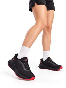 Under Armour Women's Sneakers, Shock-Absorbing, Wear-Resistant, Lightweight, Breathable Running Shoes For Fitness Training - Black/Red - View 1
