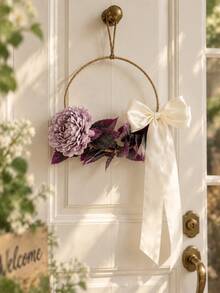 1pc Wreath For Front Door Flower Hanging Ornament For Front Door Bedroom Living Room Entryway Office Wedding Party Home Decor - Garland-h - View 3