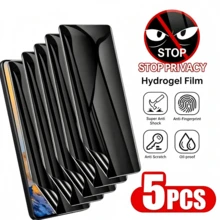 5pcs Hydrogel Privacy Screen Protector, Supports Fingerprint Unlock, Compatible With Samsung S26/S25/S24/S23/S22 Ultra Plus, - Black - View 8