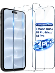 3pcs/Set High Definition Tempered Glass Screen Protector, Compatible With IPhone 18Pro/18Pro Max/17/17Pro/17Pro Max/16/15/14/13/12/11 Pro Max, Also Compatible With IPhone 7/8 Plus/X/XS Max/XR - 9H Hardness, High Definition Anti-Scratch (Non-Full Screen) - Clear - View 1