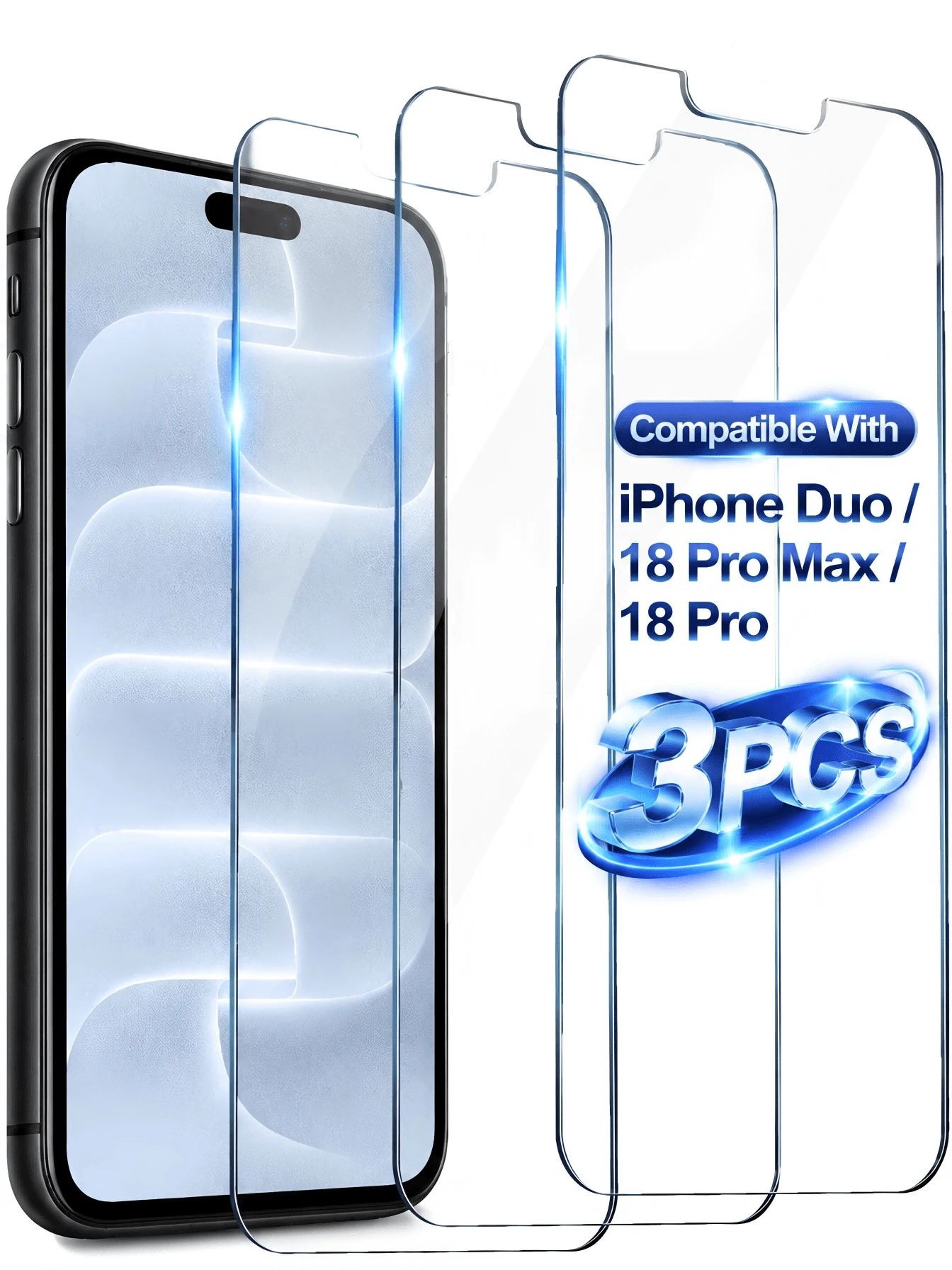 3pcs/Set High Definition Tempered Glass Screen Protector, Compatible With IPhone 18Pro/18Pro Max/17/17Pro/17Pro Max/16/15/14/13/12/11 Pro Max, Also Compatible With IPhone 7/8 Plus/X/XS Max/XR - 9H Hardness, High Definition Anti-Scratch (Non-Full Screen) - Clear - View 1