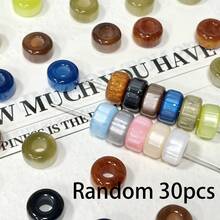 30/50pcs Faux Cat Eye Resin Large Hole Beads, Water Ripple Wheel Beads, Spacer Beads For Handmade DIY Jewelry Making, Necklace, Bracelet, Earrings, Bag Chain, Keychain, Key Chain, Best Gift For Jewelry Lovers - Multicolor - View 7