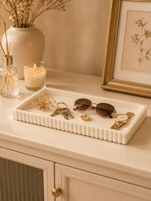 1pc Rectangular Wavy Edge Vanity Tray, Modern Decorative Countertop Organizer, Suitable For Perfume, Skincare, Candles, Jewelry, Soap, Towels And Small Home Decor, Bathroom Accessories, Toothbrush Holder, Brush Holder, Home Decor, Room Decor, Autumn Home Decor - Multicolor - View 1