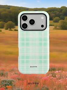 GIIPPA 1件綠色格紋圖案設計手機殼，適用於Phone 17 Pro Max，相容Phone 16 Pro Max、15 Pro Max、14 Pro Max，韓系高端時尚趣味手機殼，適合11/12/13/14/15/16 Pro Max Plus，男女皆宜的優雅設計，聖誕節、情人節、復活節、婚禮季與生日送女友的完美禮物！ - 綠色 - 查看 9