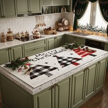 1pc Christmas Series Red & Black Plaid Cartoon Christmas Tree Pattern Printed Coffee Bar Mat, Drainage Mat, Coffee Machine Soft Bottom Diatomaceous Earth Drainage Mat, Soft Rubber Drainage Mat, Super Absorbent Wear-Resistant Dish Drying Mat, For Countertop Restaurant Kitchen Table Mat, Patio Dining Table Decor, Home Kitchen Supplies, Countertop Decorative Mat - Multicolor - View 3